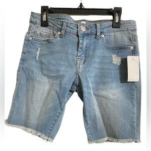 7 FOR ALL MANKIND Kids Frayed Hem Denim Shorts